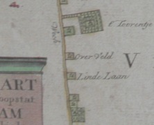 Boerderij OverVeld op kaart Pieter Mol 1770