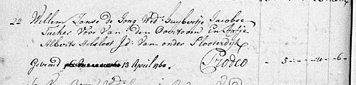 Aaltje Albertse Helsloot 1717 x Willem Janse de Jong ondertrouwboek Nieuwer-Amstel