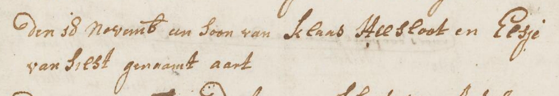 Aart Claesse Helsloot 1736 doopboek II