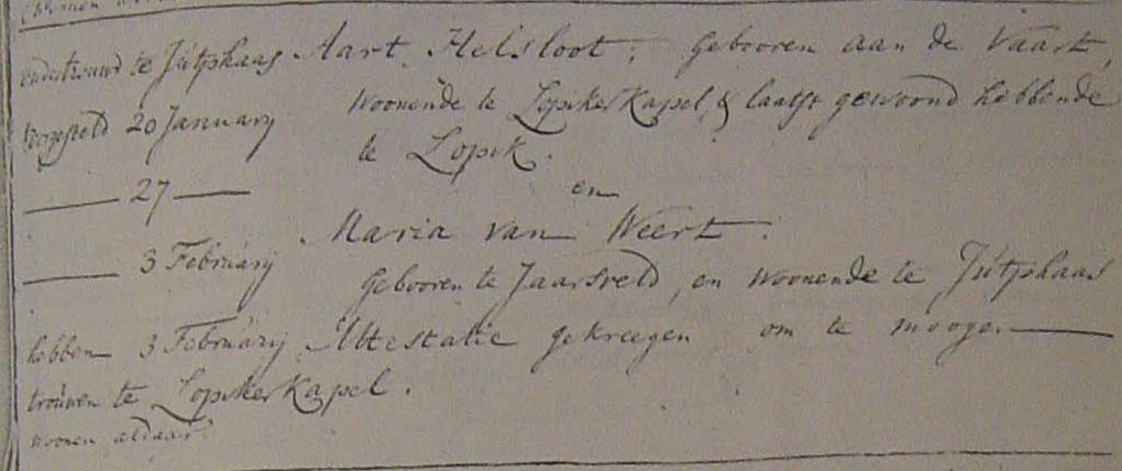 Aart Claesse Helsloot 1736 huwelijksregister 1765