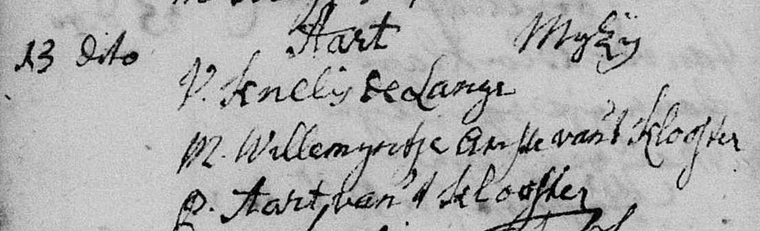 Aart de Lange 1761 doopboek