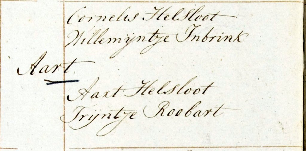 Aart Helsloot 1789 doopregister