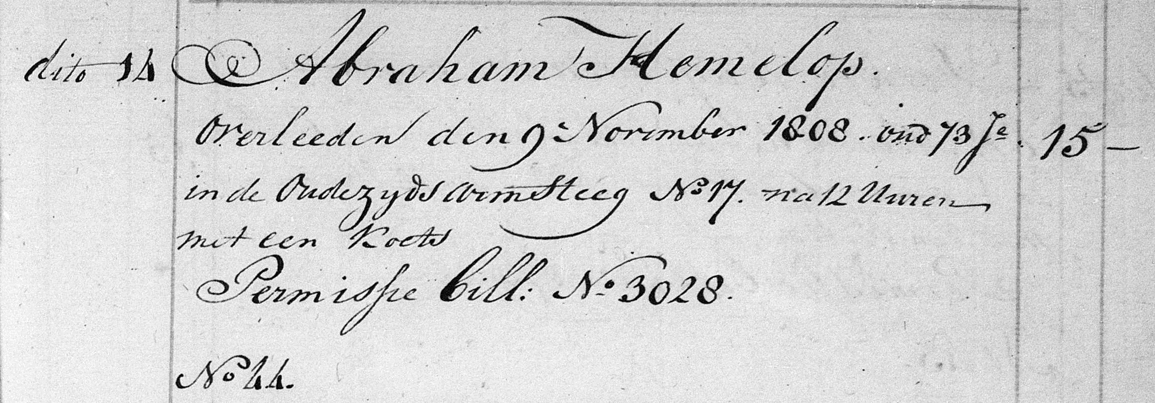 Abraham Hemelop 1736 begraafboek