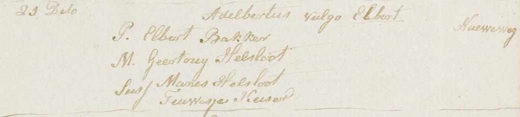 Adelbertus Bakker doopboek