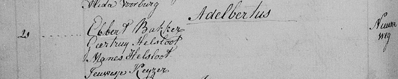 Adelbertus Bakker doopboek II
