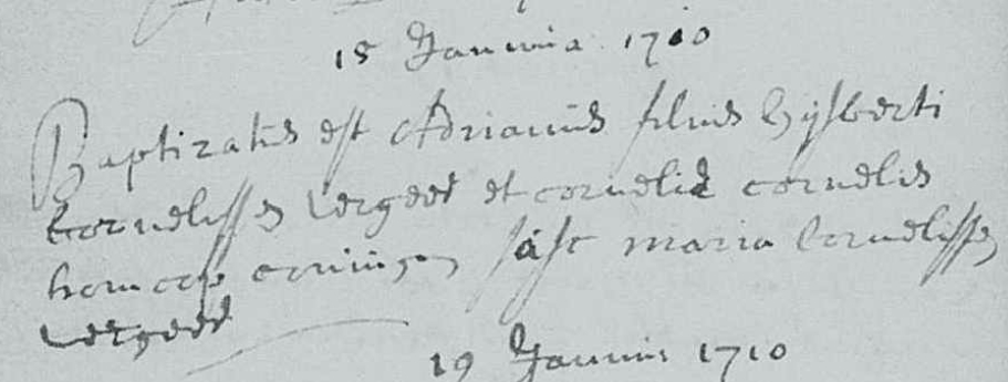 Adrianus Gijsberts Vergeer doopboek