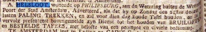 Adrianus Helsloot 1754 paling trekken; Nederlandsche courant 11-05-1786