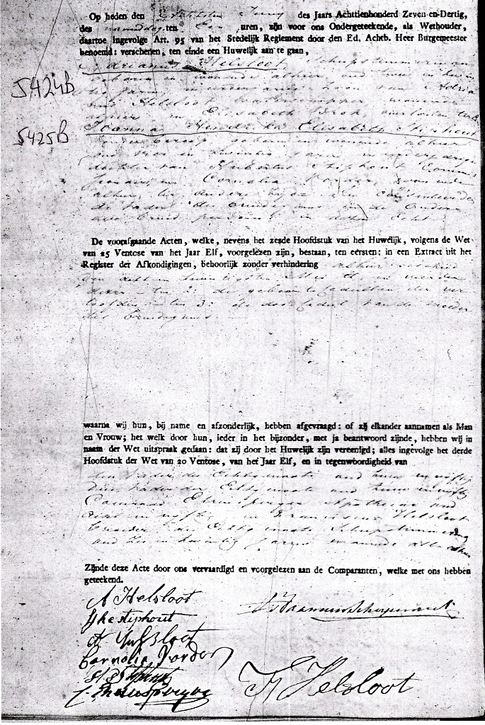 Adrianus Helsloot 1814 huwelijksakte 1837