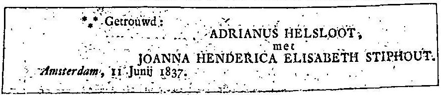 Adrianus Helsloot 1814 trouwadvertentie