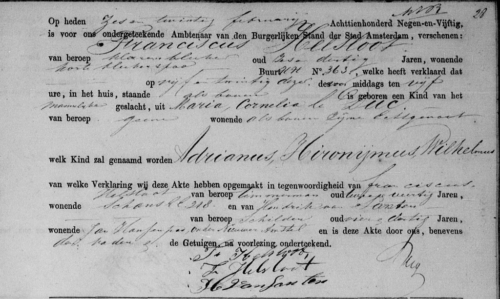 Adrianus Hyronimus Wilhelmus Helsloot 1859 geboorteakte