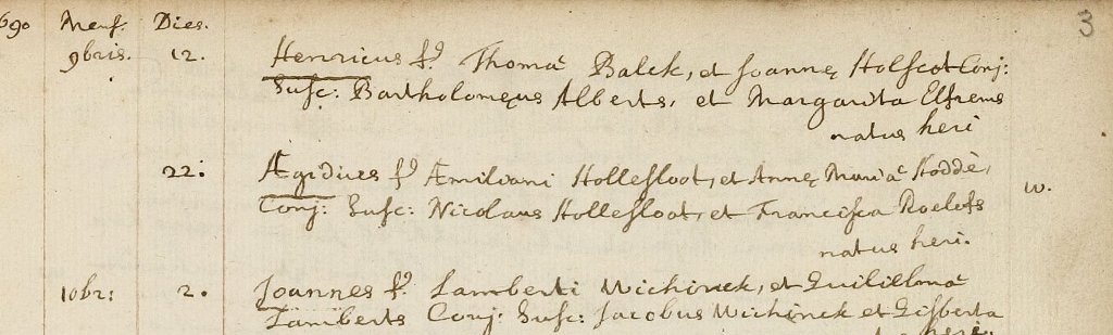 Agidius Hollesloot 1690 doopregister