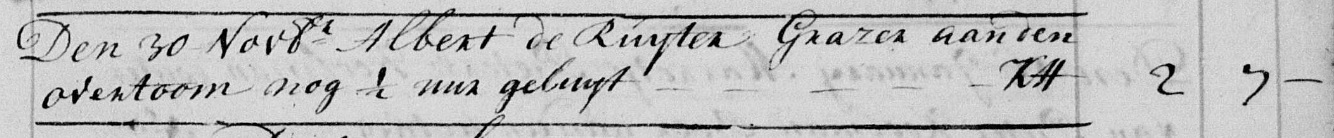 Albert de Ruijter ca1700 begraafboek