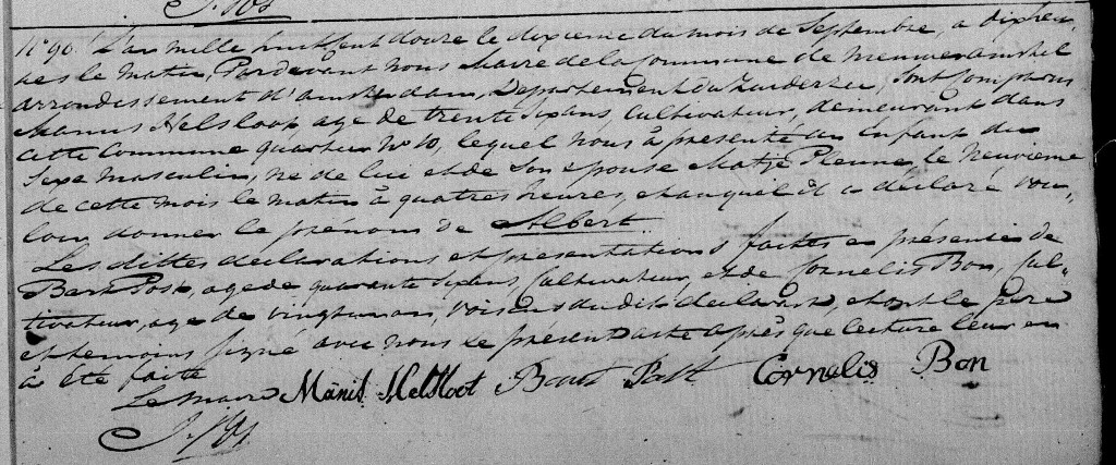 Albert Helsloot 1812 geboorteakte