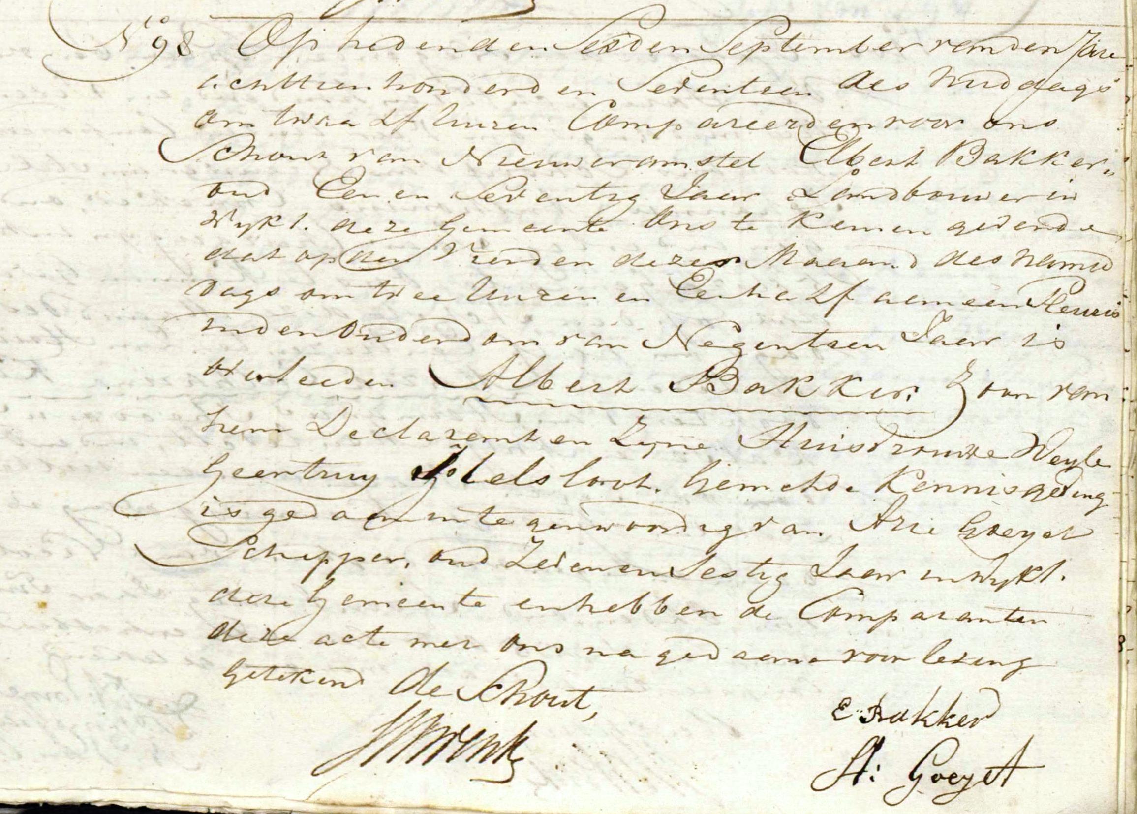 Albertus Bakker 1797 overlijdensakte