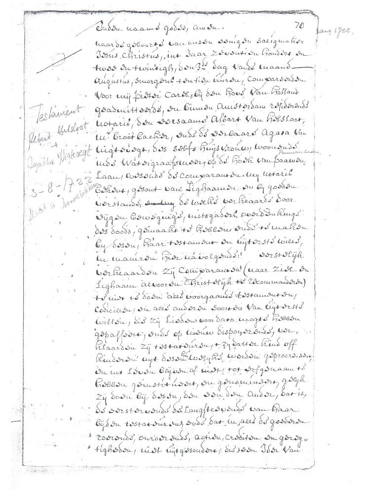 Albertus Hermansz Helsloot 1696 testament I