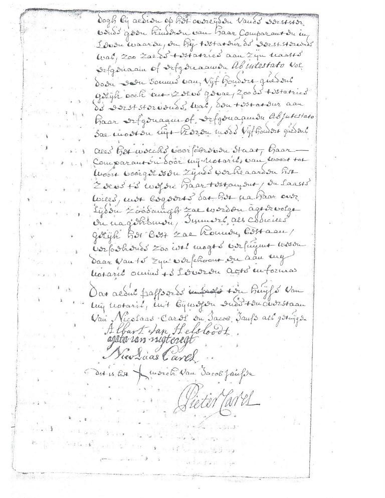 Albertus Hermansz Helsloot 1696 testament IV