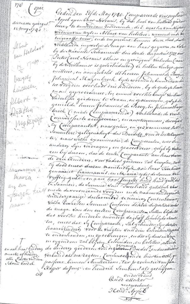 Albertus Hermansz Helsloot 1696 voogdij kinderen 1740