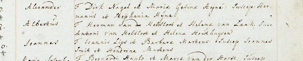 Albertus van Helsloot 1752 doopregister