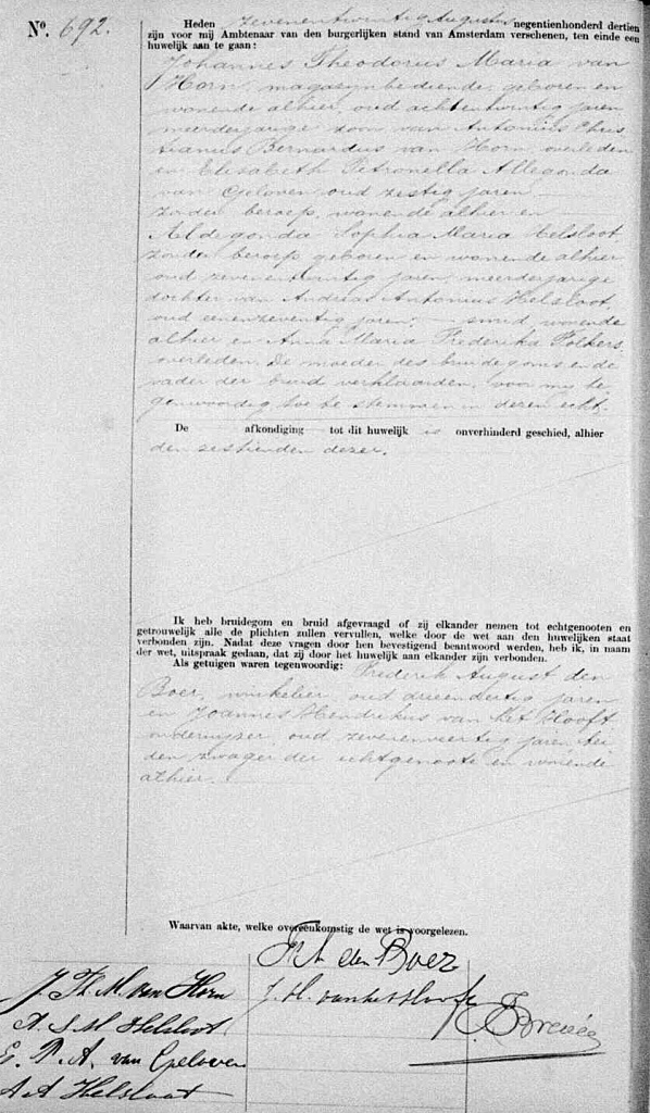 Aldegonda Sophia Maria Helsloot 1886 huwelijksakte