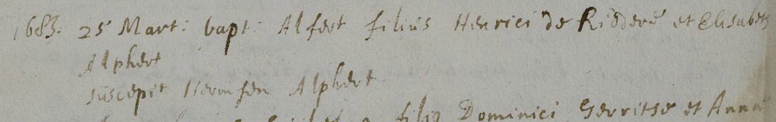 Klik voor foto in apart venster alfert_de_ridder_1683_doopboek.jpg