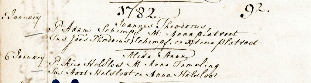 Alida Anna Helsloot 1782 doopregister
