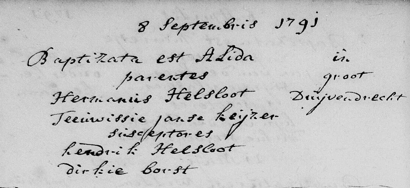 Alida Helsloot 1791 doopboek