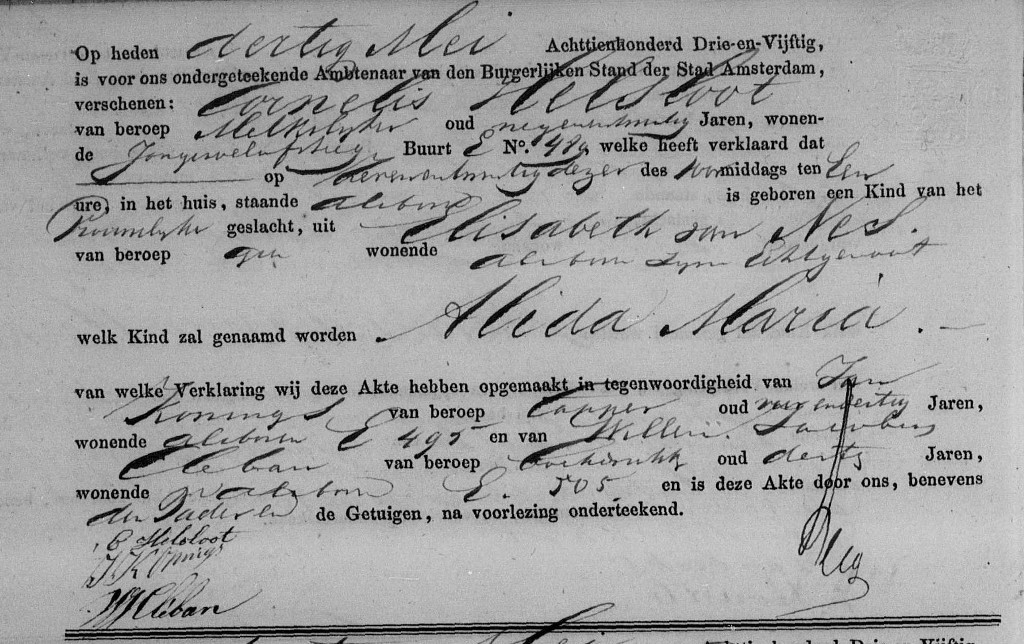 Alida Maria Helsloot 1853 geboorteakte