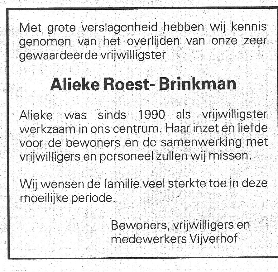 Alida Titia Maria Brinkman 1946 overlijdensadvertentie III