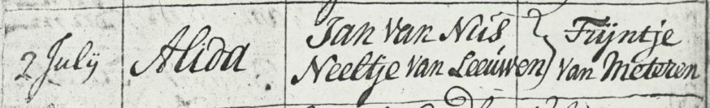 Alida van Nus doopboek