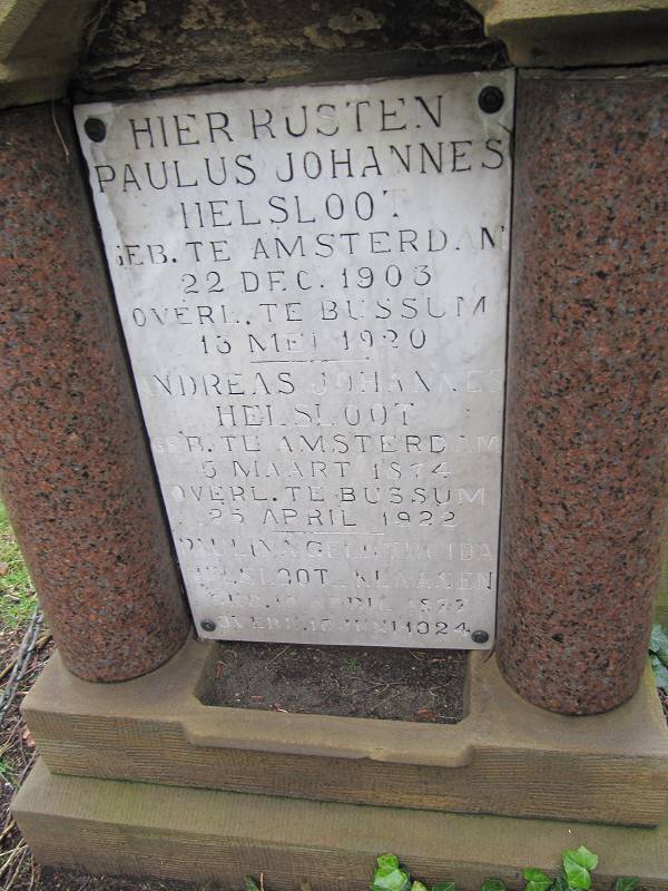 Andreas Johannes Helsloot 1874 grafsteen