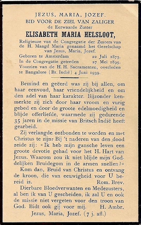 Anna Elisabeth Helsloot 1875 bidprentje