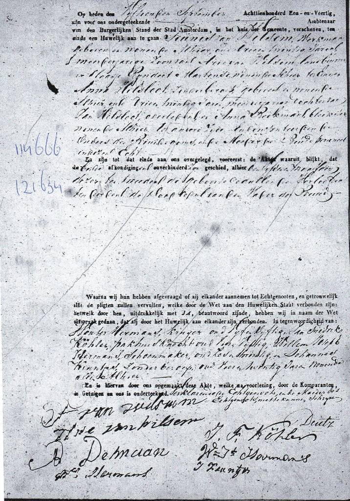 Anna Helsloot 1818 huwelijksakte