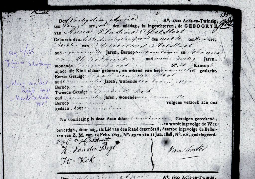 Anna Klasina Helsloot 1828 geboorteakte