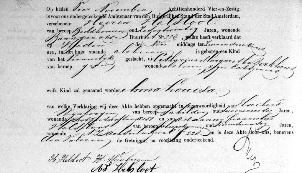 Anna Louisa Helsloot 1864 geboorteakte