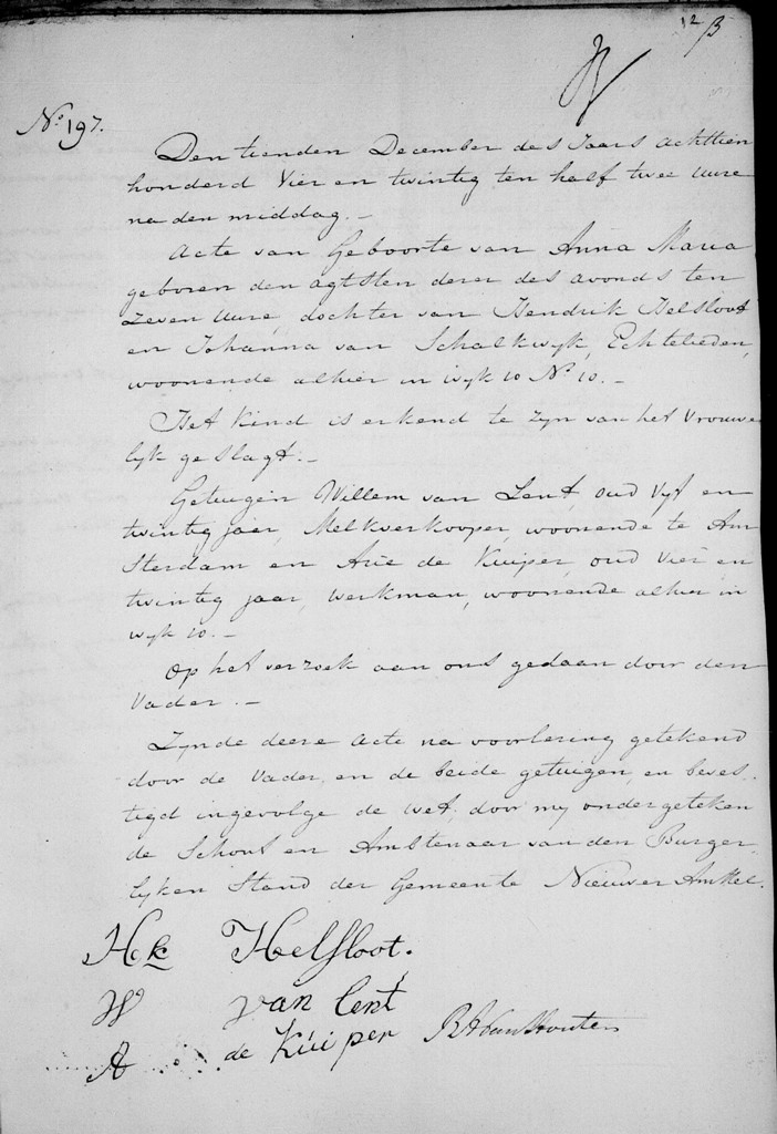 Anna Maria Helsloot 1824 geboorteakte