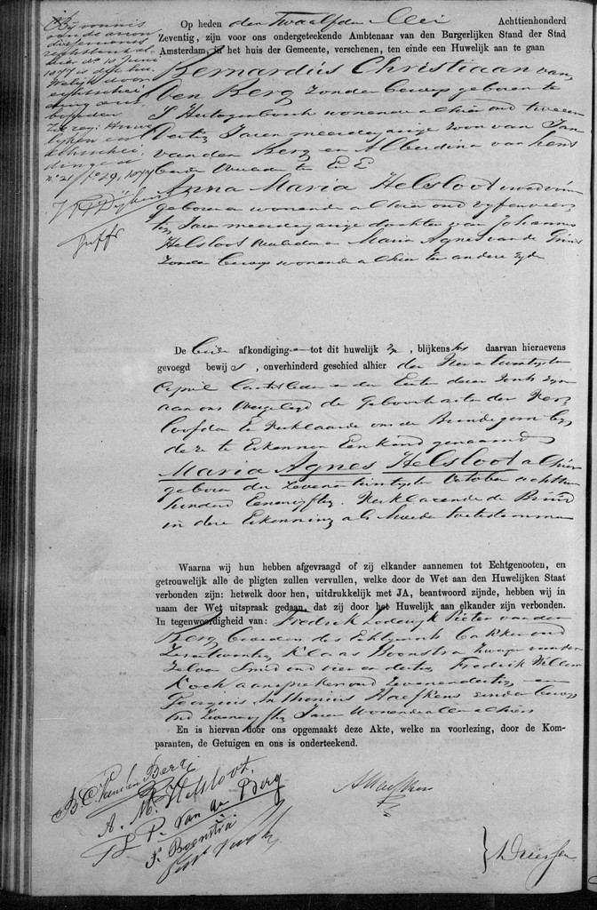 Anna Maria Helsloot 1825 huwelijksakte