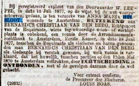 Anna Maria Helsloot 1825 scheidingsexploot