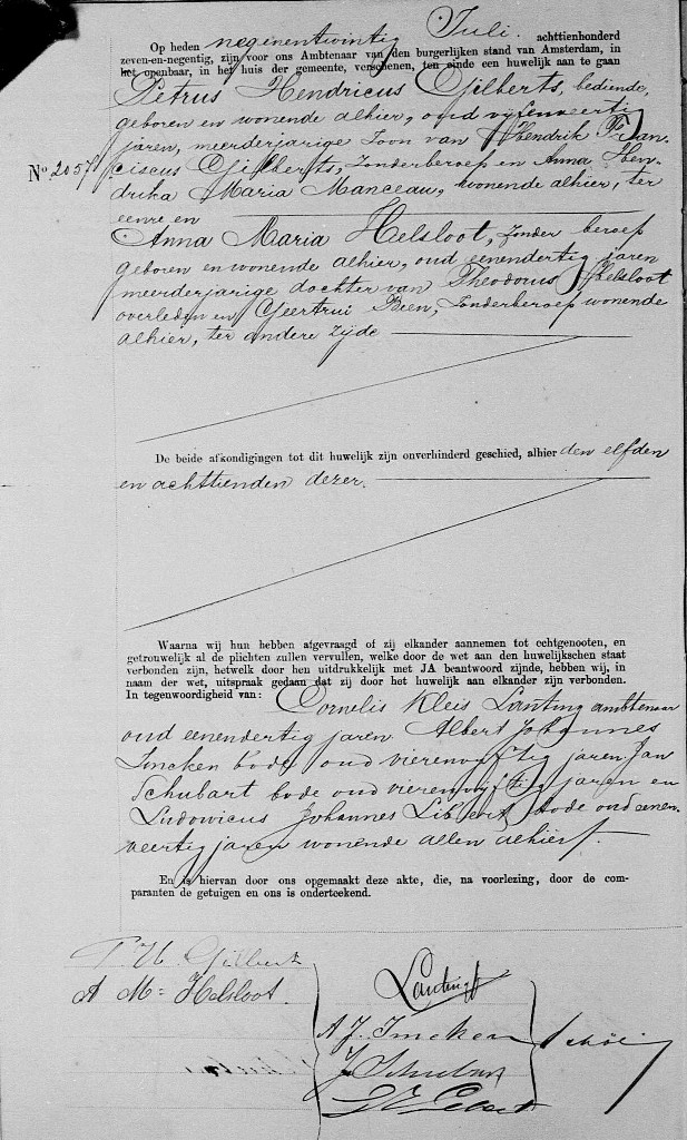 Anna Maria Helsloot 1865 huwelijksakte