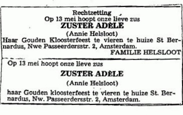 Anna Maria Johanna Helsloot 1901 kloosterjubileumadvertentie