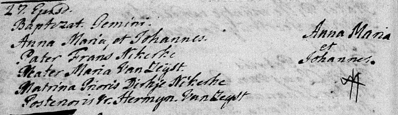 Anna Maria Niekerk doopboek