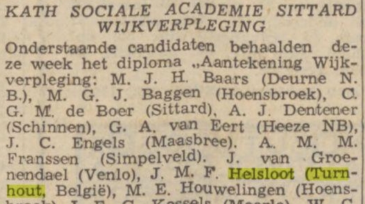 Annemiek Helsloot 1936 Limburgsch dagblad 21-07-1964