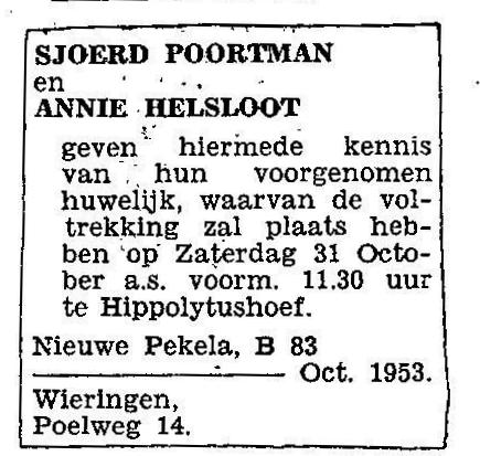 Annigje Helsloot 1931 huwelijksadvertentie