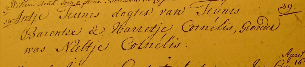 Antje Theunisse de Winter doopboek