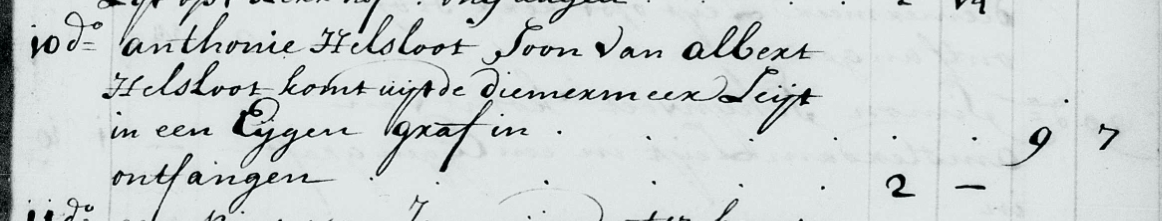Antonius Helsloot 1727 begraafboek Diemen