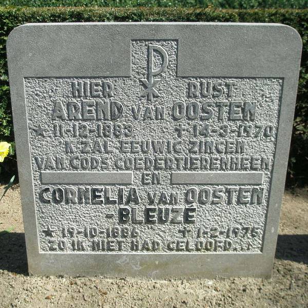 Arend van Oosten 1883 grafsteen