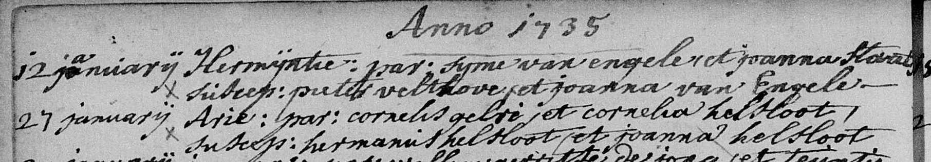 Arie Gelre 1735  doopboek