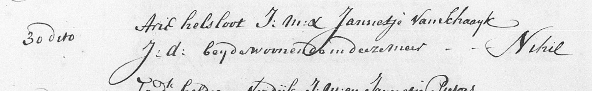 Arie Helsloot 1716 impostboek 1741