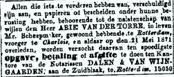 Arie van der Torre 1825 overlijdensadvertentie II