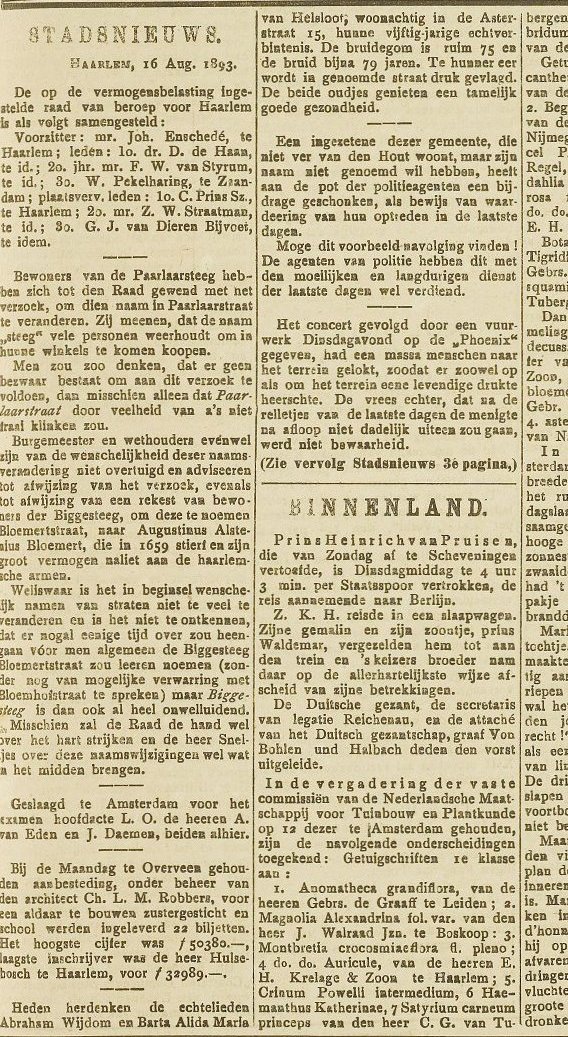 Barta Alida Maria van Helsloot 1816 ; huwelijksjublieum Haarlems Dagblad 17 augustus 1893