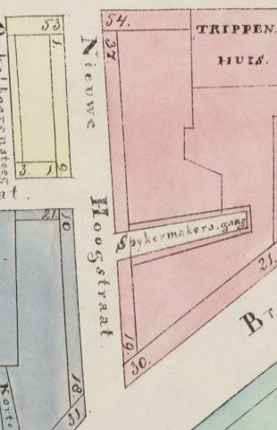 Buurt C uit de atlas met de Verdeeling der Stad Amsterdam met huisnummering tussen 1796 en 1853